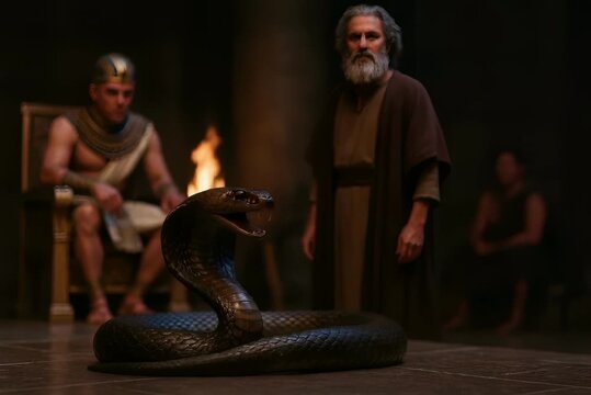 Moses' Staff Turns into a Snake: A Sign of Divine Power Before Pharaoh