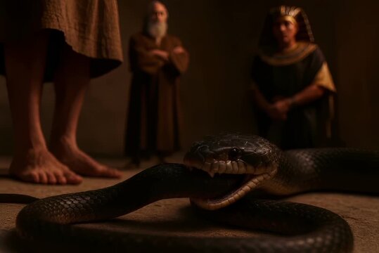 Moses' Staff Turns into a Snake: A Sign of Divine Power Before Pharaoh