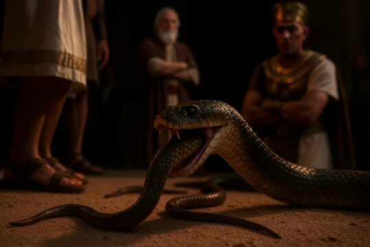 Moses' Staff Turns into a Snake: A Sign of Divine Power Before Pharaoh