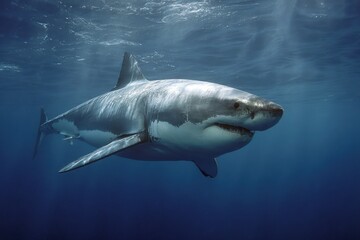 Fototapeta premium Mighty Great White Shark - A 21-Foot Coastal Predator Thriving in Aquatic Depths