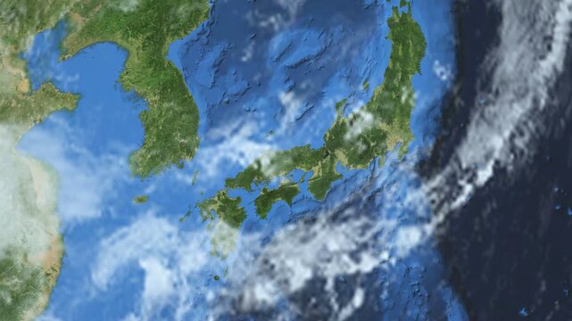 Slow passage through Japan - rotating earth