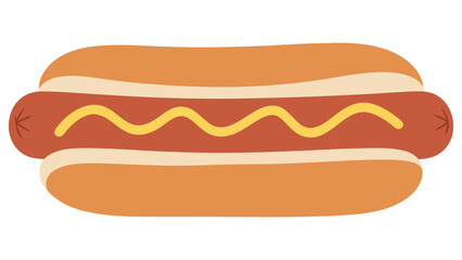 Classic hot dog with yellow mustard in a bun