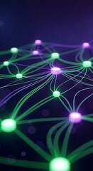 Abstract Network Connections: Glowing Nodes and Intertwined Lines, Futuristic Technology Concept, Dark Background