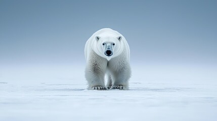 Majestic polar bear stands on a snowy expanse.