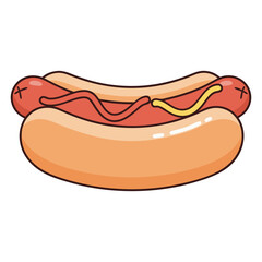 A delicious hot dog with mustard in a bun