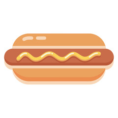 Classic hot dog with mustard illustration