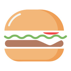 Simple flat illustration of a delicious hamburger