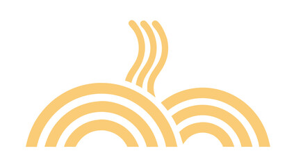 Abstract yellow and white curved lines forming hills and a stream