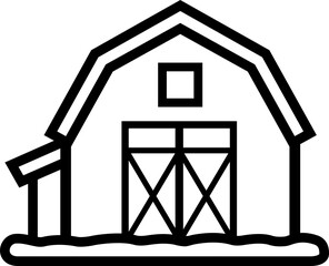 Simple barn thick line icon isolated.
Barn outline vector. 
Farm barn flat icon.
Transparent background.