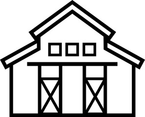 Simple barn thick line icon isolated.
Barn outline vector. 
Farm barn flat icon.
Transparent background.