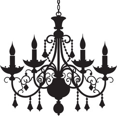 Elegant Silhouette of a Vintage Chandelier with Intricate Details and Classic Design