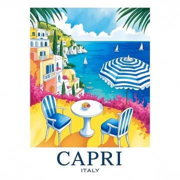 Vibrant Capri Retreat: Enchanting Mediterranean Paradise Poster