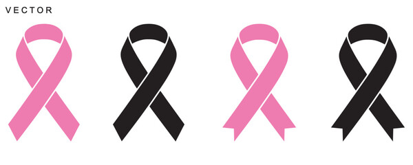 Breast cancer awareness ribbon, Pink ribbon vector icon set, cancer awareness icon, symbol, logo design, Vector Illustration