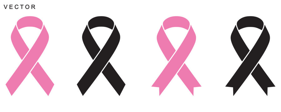 Breast cancer awareness ribbon, Pink ribbon vector icon set, cancer awareness icon, symbol, logo design, Vector Illustration