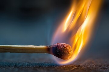 Close-up of a Striking Match Igniting: Capturing the Moment of Combustion and Heat from Friction