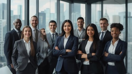 Business team posing in modern office