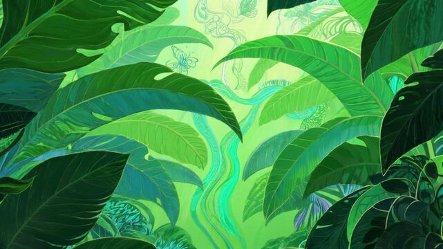 Green leaves pattern background with natural foliage and garden design