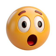 Surprised 3D Emoji Face with Wide Eyes and Open Mouth emoticon expression isolated on a transparent background