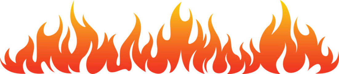 Stylized Fire Flames Seamless Pattern Vector Illustration Isolated on transparent background.