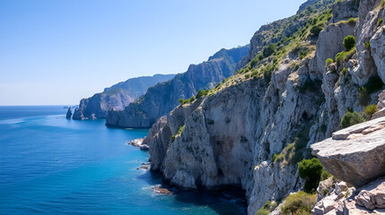 Fototapeta premium Scarp along the coastal stretch of mount Bulgheria, Salerno, Italy.