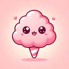 Naklejka premium Cartoon Cotton Candy Smiling on Light Pink Background