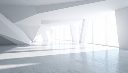 Obraz premium Modern Minimalist White Architecture Interior Design Space.