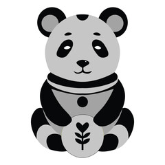 Black and White Teddy Bear Flat Design