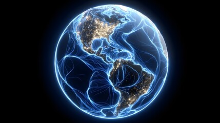Digital Global Earth Representation with Interconnected Lights and Network Design