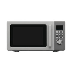 A clean 3D vector of a microwave oven with buttons and door handle, floating in space. Flat colors only, no lighting or shadows.