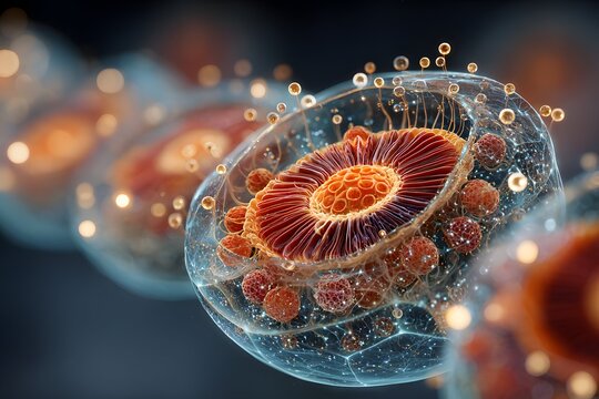 Detailed 3D illustration of vibrant endoderm layers shaping complex internal organs during embryogenesis.