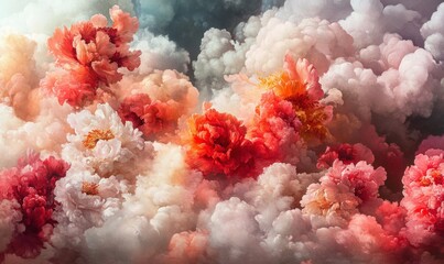 Abstract floral cloudscape in pastel tones dreamy fantasy background
