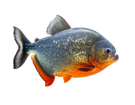 The piranha, a freshwater fish, is swimming in the water