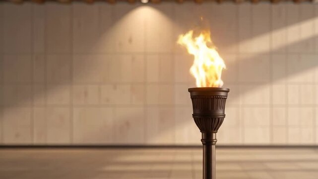 Burning torch in a modern space