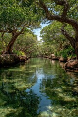 Tranquil waterway, lush canopy (1)