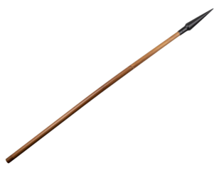  Straight Long Thin Wooden Spear with Sharp Pointed Tip, Side View, Isolated on Transparent Background PNG