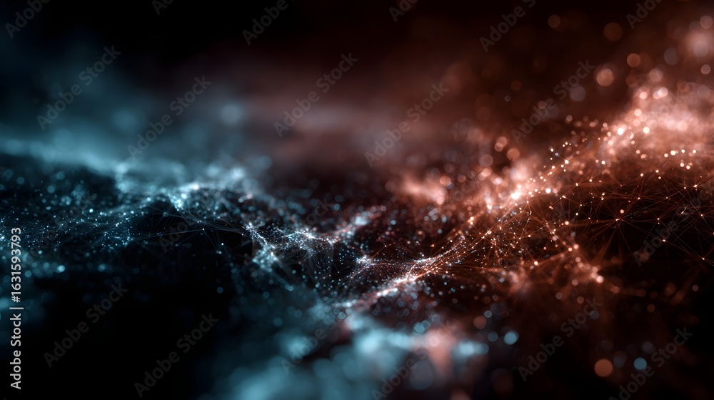 Wall mural global digital network visualization with nodes and intelligent lighting