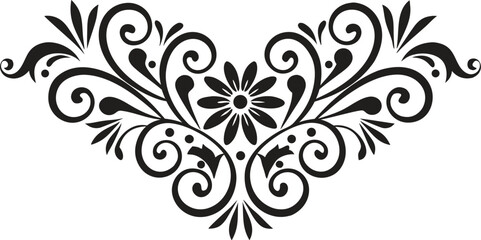 Obraz premium Floral ornament divider vector illustration, elegant vintage swirl design for invitations, borders, certificates, wedding cards, and decorative frames in classic black line art style