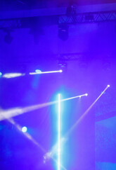 A blue light show with a blue and white light