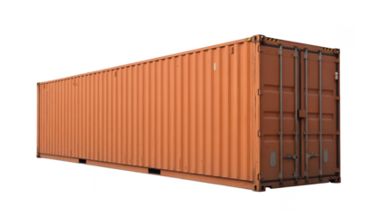 Orange shipping container isolated on transparent background