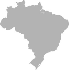 Fototapeta premium Clean, minimalist gray silhouette map of Brazil. Ideal for modern design, educational projects, or elegant data visualization.