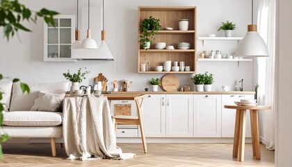 Scandinavian minimalist modern kitchen interior