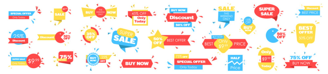 Bright Sale & Discount Badges – Promotion Stickers & Price Tags Set