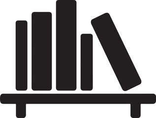 Silhouette vector of a bookshelf with books, ideal for library, education, reading, knowledge, and study themes.