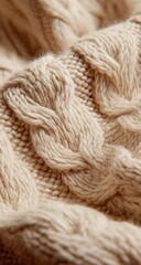 Close-up of a beige cable knit sweater (2)