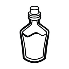 Vector art of simple outline drawing of a glass bottle with a cork isolated