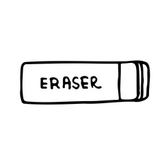 eraser with eraser inscription - hand drawn doodle style illustration