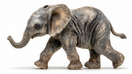 Fototapeta premium World animal day baby elephant walking isolated on white background
