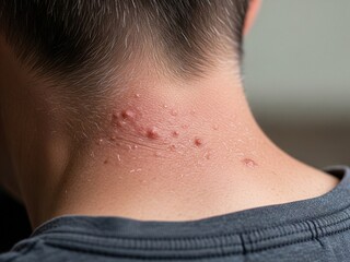 Fototapeta premium close up of a man's itchy neck