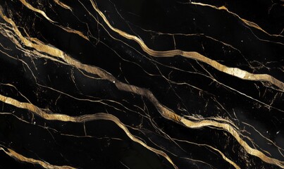 Elegant black marble texture with golden veins seamless abstract pattern