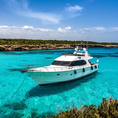 Fototapeta premium Luxurious yacht in turquoise cove